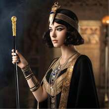 1pc Unique Shaped Creative Walking Stick (Spherical, Snake Head), Egyptian Style King Pimp Cane, Stage Performance Wand, Adult Party Magic Wand, Vintage Staff Prop - Multicolor - View 4