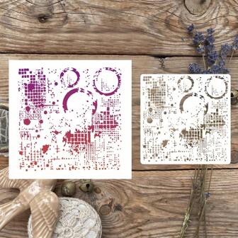 1 st högkvalitativ återanvändbar kontorskonstschablon - Kreativ abstrakt cirkel- och geometrisk stänkkonstdesign, lämplig för heminredning, scrapbooking, hantverk - Handgjord schablon, scrapbookingmaterial, konstmall