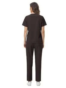 水疗制服 女式透气柔软短袖上衣直筒裤套装美容院美甲师工作服护士制服