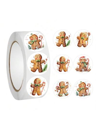 500 pezzi di adesivi a tema uomo pan di zenzero natalizio, elementi carini di pan di zenzero, adatti per decorazioni natalizie, adesivi per biglietti di Natale, scrapbooking. Accessori per decorazioni natalizie.