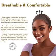 Lace Wig Grip Cap For Women - 4x5inches Ultra-Thin Transparent Swiss HD Lace Front For Gluelace Wigs - Comfortable Non-Slip Adjustable Elastic Headband With Hook And Loop