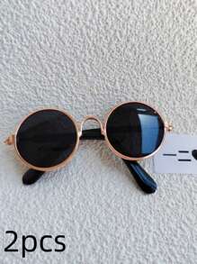 2 paires de lunettes de poupée de 17 cm, convenant à , lunettes de soleil saisonnières, lunettes de décoration de poupée, mini, mignonnes, à la mode. Applicable pour la fabrication de poupées, accessoires de poupée, cadeaux d'Halloween (à l'exclusion des poupées)