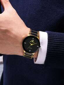 7 件男士奢华商务休闲运动石英表套装 + 太阳镜、钱包、梳子、钥匙扣、贺卡，专为男士设计，必备日常配饰，适合返校、感恩节、周年纪念日、节日礼物 - 黑色 - 查看 7