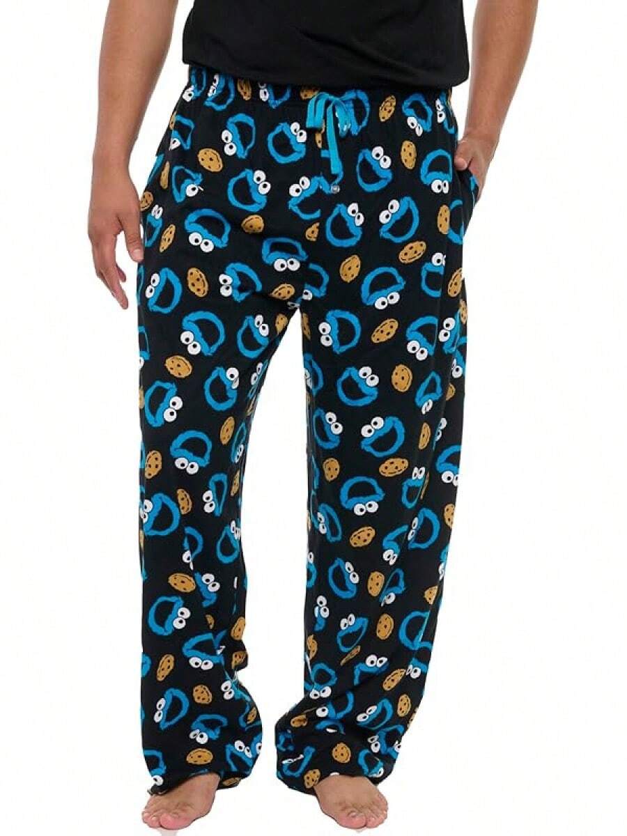 Mens Novelty Lounge Pants Pajama Bottoms - Cookie Monster - View 1