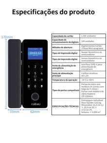 Coibeu Tuya Digital Electronic Glass Biometric Lock - màu đen - Xem 9