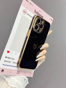 1个奢华柔软全包电镀直边镀金3D爱心手机壳，兼容 16 / Galaxy S24 Ultra / Edge 30 / Infinix Smart 8 / Infinix Hot 40i / Spark 20 / Spark 20C / Spark Go 2024 / Redmi Note 13 Pro+ / Honor X8，简约设计，防水防震防摔防刮。 - 黑色 - 查看 7