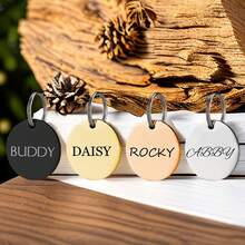 1pc Personalized Pet ID Tag Customizable Round Name And Number Engraved Cat Dog Collar Tag Dog Memorial Tag For Pets Silent Pet Tags - Multicolor - View 7