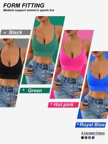 LianShengFa 4 Stück rückenfreie Criss-Cross Träger Wireless High Stretch Alltagsbüstenhalter, mittlerer Halt nahtlose Sporttops, atmungsaktive komfortable Yoga-BHs