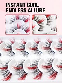 10 Pares de Cílios Coloridos A20-2 [Vermelho], Cílios Postiços de Pêlo Falso Semelhante a Vison Macio em Formato de Olho de Gato, Alongam o Canto Externo, Ampliam os Olhos, Adequados para Festivais, Férias, Encontros e Outras Ocasiões Cílios em Tiras, Cílios, Cílios Postiços, Cílios Falsos