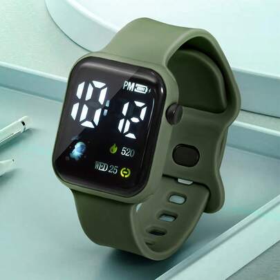 1pc Kids/Youth Student TPU Material Astronaut Casual Sports Square Digital Watch, Suitable For Daily Life