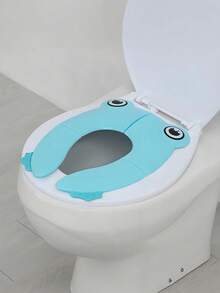 1 件卡通儿童便携式折叠旅行马桶座圈带防滑垫和防位移扣如厕训练马桶座圈可折叠可洗马桶垫适用于幼儿男孩女孩 - 彩色 - 查看 3
