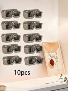 10pcs Eyeglasses Storage Box, Wall Mounted No Drilling Required, Bathroom Bedside Myopia Sunglasses Display Rack