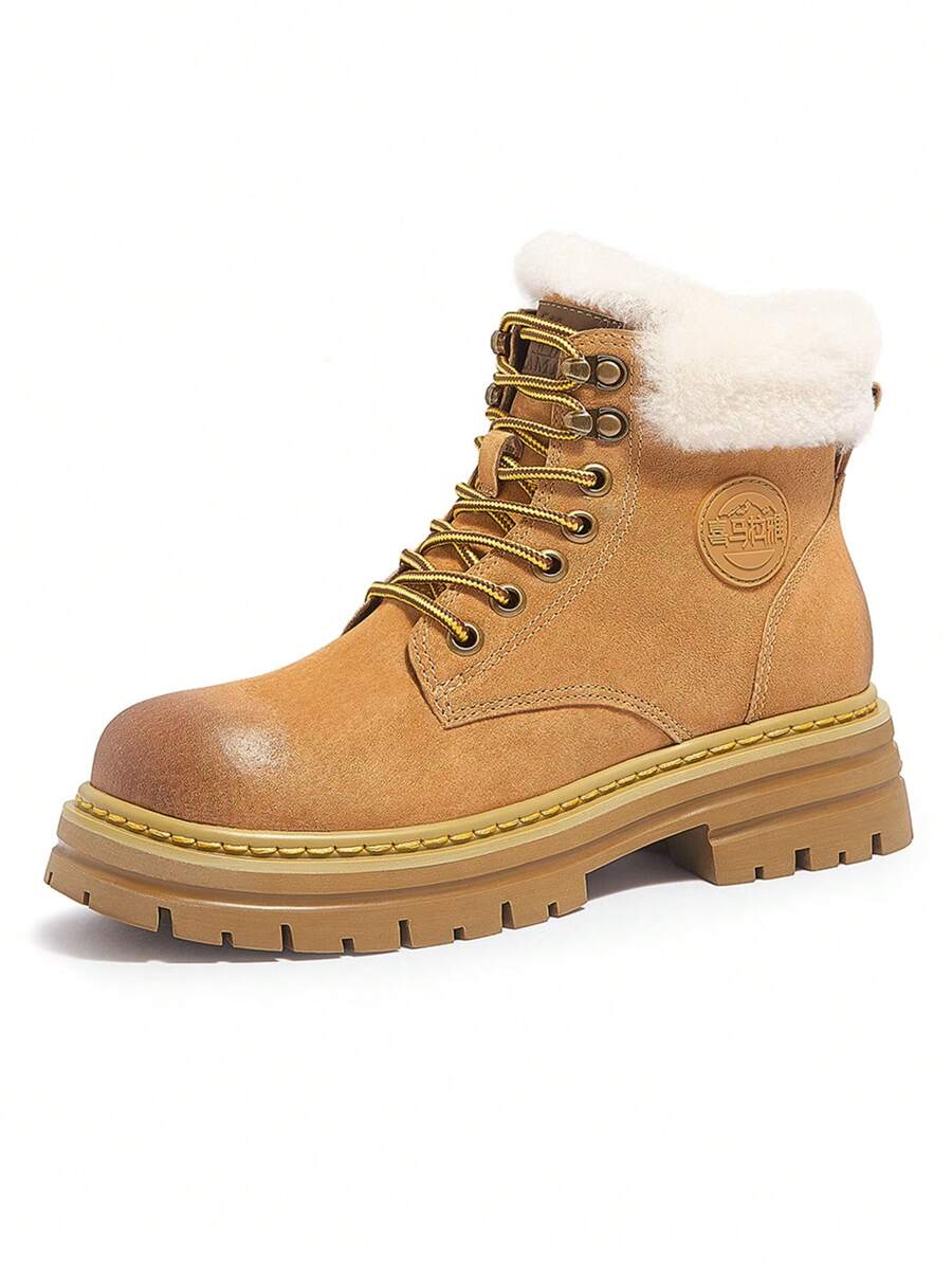 CAMEL CROWN Zapatos deportivos casuales para mujer, estilos de otoño e invierno con suelas gruesas, botas amarillas cómodas, botas casuales para exteriores