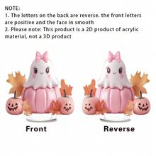 1/2/4/8件卡通粉色幽灵南瓜BOO桌面装饰趣味多用途2D亚克力牌匾家居宿舍办公室秋季万圣节礼物用品 - 彩色 - 查看 8