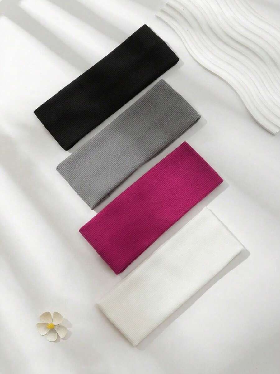 1/3/4 قطعة عصابة رأس للنساء للرياضة والاستخدام اليومي والمنزلي، لون أحادي، اكسسوارات شعر عصرية، إكسسوارات خريفية وشتوية للإجازات والأزياء النسائية