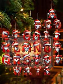 1pc Christmas 26 Alphabet Hanging Decorations - 2D Acrylic Alphabet Tree Hanging Christmas Decorations For Home & Office,Perfect For Holiday Parties & Gifts,Christmas Decrations(Please Remove The Film And Use It,Rope Color Random.)