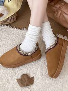 Giày bốt đế dày mới 2025 dành cho nữ, thời trang, thoải mái, ấm áp và chống trượt - màu nâu - Xem 5