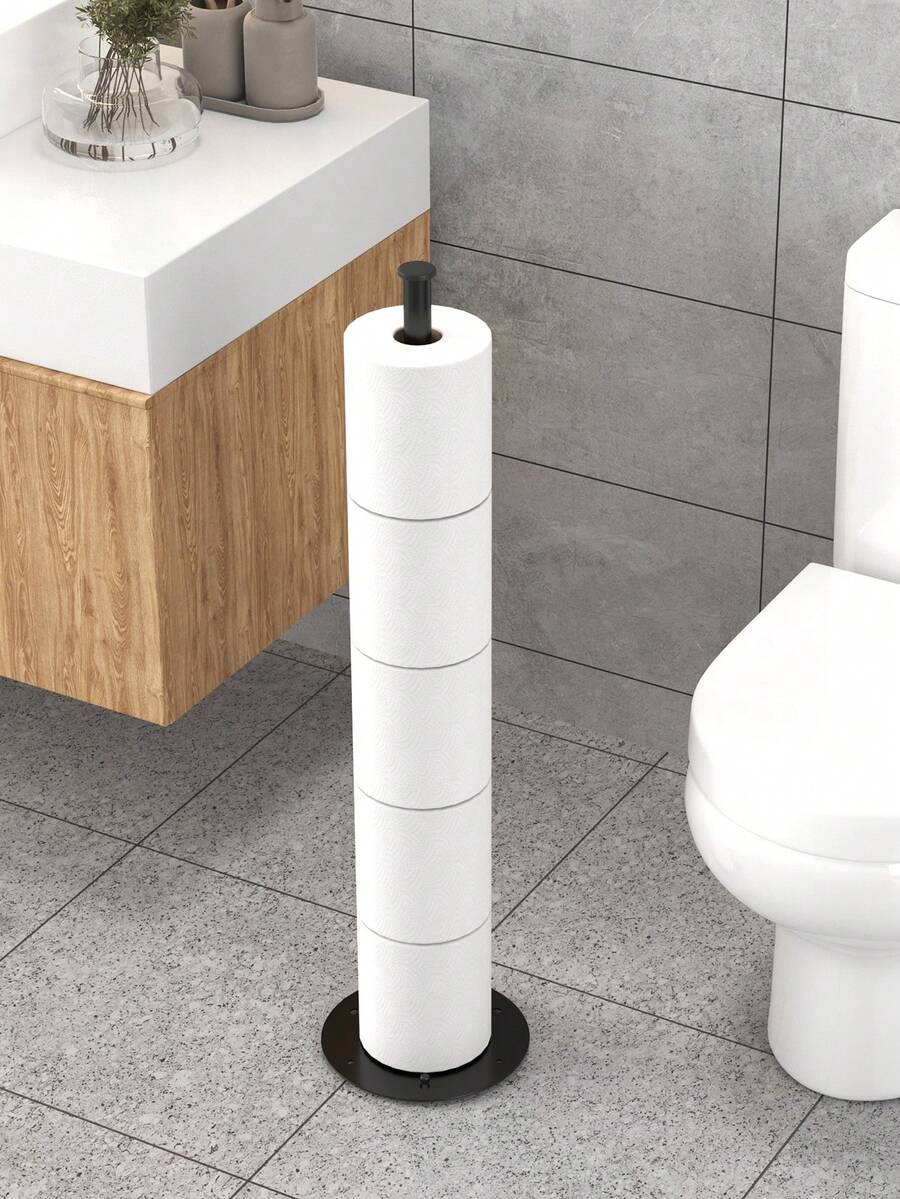 1pc Vertical Toilet Paper Holder, Bathroom Roll Paper Storage Rack, Large Capacity Storage, Suitable For Storing Toilet Paper Rolls In Bathroom And Restroom, Bathroom Accessory - Multicolor - View 1