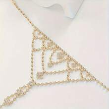 Elegant Multi-Layer Rhinestone Toe Ring Anklet Vacation & Party Wear, All-Season Fashion Jewelry For Beach Holidays Foot Jewelry For Beach Wedding - Gold - View 4