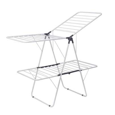 Étendoir Linge Intérieur Extérieur, Séchoir à Linge Pliable à 2 Niveaux, 3 Secondes Déplier ou Plier, Acier Inoxydable, 31 Rails, Blanc