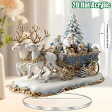 2D Flat Bohemian Style Christmas Sleigh Decor, With Santa Claus - Multipurpose Holiday Decoration For Home, Bedroom And Yard, Christmas Gift