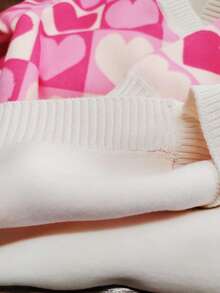 enmi bear Girls' Casual Heart And Plaid Print Cozy Knitted Cardigan, With Thermal Lined For Autumn/Winter, Toddler And Little Young Girl - Pink - View 10