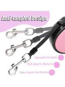 Retractable Dog Lead 5M/16FT Extendable Dog Lead With Strong Nylon Tape 360° Free One-Handed Brake Anti-Slip Handle For Small Medium Dogs (Red/Pink/Blue) - Multicolor - View 4