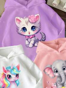 3件套幼儿卡通图案保暖连帽卫衣 - 彩色 - 查看 3