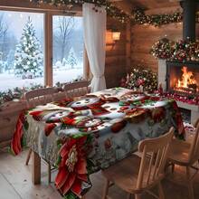 1pc Rectangular Tablecloth, Christmas Themed Tablecloth Collection With Reindeer, Gingerbread Man, Snowman And Other Patterns, Creates Holiday Atmosphere, Suitable For Daily Home, Living Room, Dining Room, Christmas-Themed Events