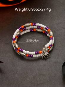 1pc Halloween Spider Beaded Bracelet, Multi-Layer Wrapped Bracelet Fashion Accessory For Halloween Party
