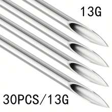 316 Stainless Steel Needles - 12G, 13G, 14G, 16G, 18G, 20G, Suitable For Ear Cartilage, Ear Lobe, Helix, Conch, Nose, Tongue, Eyebrow, Lip Piercing Tools - Silver - View 30