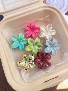 8 件/套 4 厘米小雏菊花发夹 - 大理石纹理波浪花卉设计 - 马尾辫爪夹 - 甜美可爱风格 - 适合日常佩戴