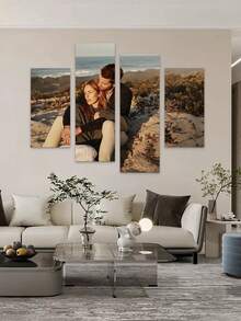 This 4-Piece Personalized Frameless Photo Canvas Poster Set Is A Perfect Gift For Home Decoration, A Custom Canvas Art Wall Decoration, To Share Your Best Memories And Most Precious Moments. It's The Perfect Gift For Friends And Family, And A Valentine's Day Decoration. - Multicolor - View 2