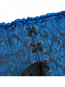 1 chiếc áo nịt ngực định hình Jacquard thanh lịch dành cho nữ có dây đeo chéo, đai nịt eo, áo ngực cổ điển - Xanh đậm - Xem 5