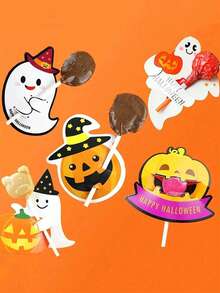 50pcs Halloween Pumpkin Lollipop Decorations - Seasonal Craft Paper, Colorful Card Design Candy Wrappers Suitable For Spooky Decor, Applicable For Fall, Halloween, Christmas - Multicolor - View 4