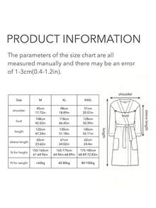 1pc Extra Long Flannel Bathrobe, Adult Flannel Bathrobe, Thermal Lined, Suitable For Hotels, Spas, Beauty Salons, Absorbent & Quick Dry, Loose Fit, Multi-Color, Minimalist Design, Bathroom & Home EssentialsWarm Winter Decora - Multicolor - View 4