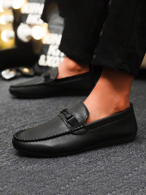 Men's Loafers, New Casual Slip-On Boat Shoes, Comfortable Moccasins, Breathable Cloth Flat Non-Slip Dress Shoes, Black, Business/Formal Occasions (Runs Small And Narrow, Order 2 Sizes Up), Solid Color Casual Preppy Style Outdoor Wear All Seasons
