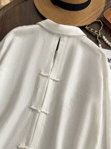 Damen einfarbige elegante Bluse mit Einzelknopfleiste und Langarm Kragen, modischer Lässig-Top für Frühling & Herbst