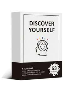 (1pc) Self-Discovery Card Deck, Family Gathering Board Game Activity, Inspirational Prop For Social Dialogue, Parties, Classroom Activities - Black and White - View 1
