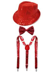 D EXCEED 1/2/3/4/6/9件装西部亮片软呢帽男女通用闪亮亮片帽批发亮片帽纯色服装 - 彩色 - 查看 39