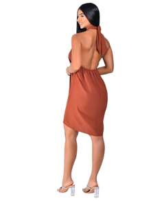 Simple Dress Fabric Backless / Backless Tie Party Daily Formal & Evening Travel - Đất nung - Xem 2