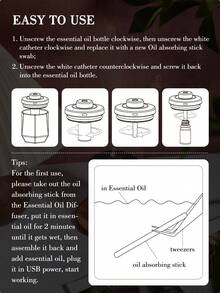 ellestfun 1pc USB 5V Glass Metal Waterless Essential Oil Diffuser, Micro-Porous Aromatherapy Humidifier, Home Hotel Office Use, Metal Enclosure Design - Grey - View 11