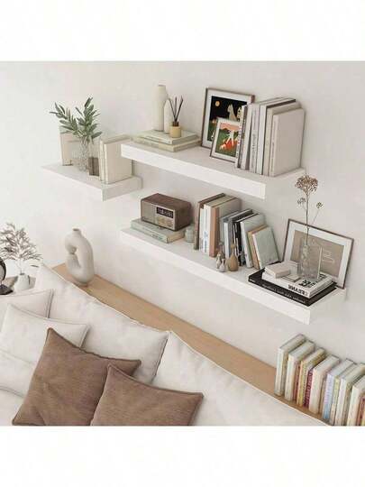 1pc Invisible Floating Shelf, Invisible Linear Storage Rack - Suitable For Walls, Bathroom Wall-Mounted Racks, Wooden Modern Display Shelves, Bookcases; Fits Bedrooms, Living Rooms & Kitchens