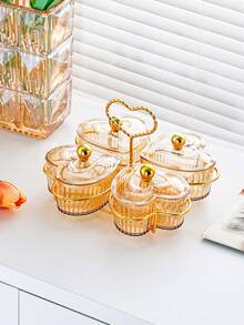 1pc Heart-Shaped Compartment Snack Plate, Dessert Dish, Fruit Tray For Living Room Coffee Table, Modern Candy Dish, Nut Dish, Fruit Plate, Dry Fruit Storage Box - Multicolor - View 16