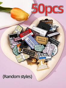 5/10/20/30/40/50 件随机混合字母胸针套装（无重复款式），创意合金金属别针徽章，多种款式、图案、设计、字母，适合各种场合，数量越多，款式越多样化，装饰鞋子、包包、衣服，送给成人和儿童的精美礼物办公室配饰衬衫夹克珠宝万圣节衣服别针有趣可爱的教师礼物万圣节配饰教师节服装配饰包饰圣诞节 - 彩色 - 查看 12