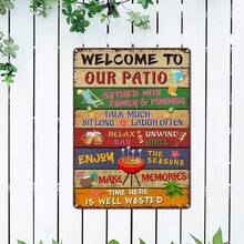1pc-Welcome To Our Patio Sign, Vintage Metal Tin Sign, Patio Decor For BBQ Party, New Home Gift, Housewarming Gift For Party, Home Decor, Room Decor, Rustic Country Metal Plaque Decor For Outdoor, Yard, Garden Wall Bedroom Decor Wall Decor - Multicolor - View 14