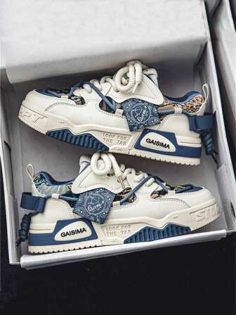 Men's New Summer Breathable Versatile Niche Original Casual Canvas Sneakers, Thick Sole Non-Slip Sporty Graffiti Pattern Random Leisure Shoes