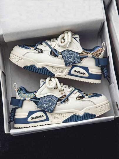 Men's New Summer Breathable Versatile Niche Original Casual Canvas Sneakers, Thick Sole Non-Slip Sporty Graffiti Pattern Random Leisure Shoes