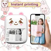 Taschenformat Mini-Drucker, tragbarer Bluetooth-Wireless-Smartdrucker, unterstützt Bild-, Notiz- und QR-Code-Druck, perfektes Geschenk für Feiertage, Weihnachten und Geburtstag für Kinder von 3-12 Jahren