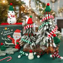 5套（10件）迷你针织帽迷你圣诞围巾套装，迷你圣诞老人帽，可用于手工制作、迷你圣诞装饰、圣诞树挂饰，适用于DIY工艺品、雪人玩偶